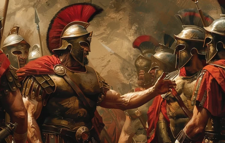 Strategos Vrasydas talks to his spartans soldiers