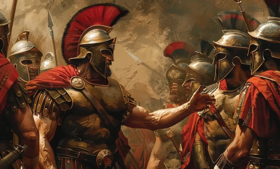 Strategos Vrasydas talks to his spartans soldiers