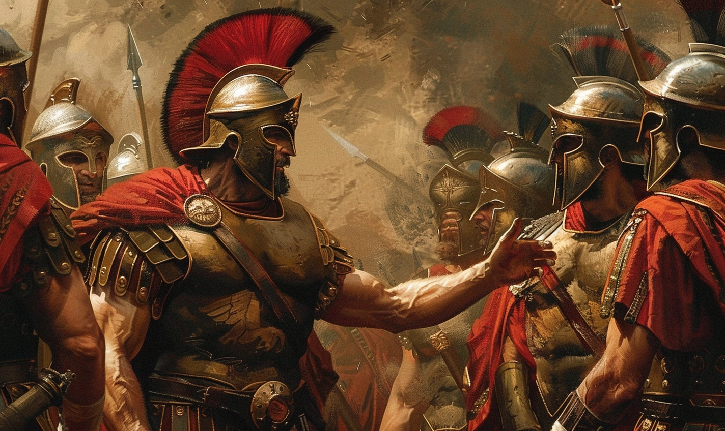 Strategos Vrasydas talks to his spartans soldiers