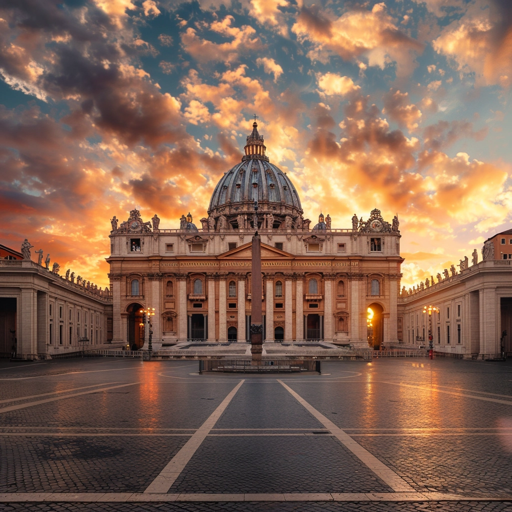 The Basilica of St. Peter in Vatican City, renowned for its Renaissance architecture and significance as a pilgrimage site.